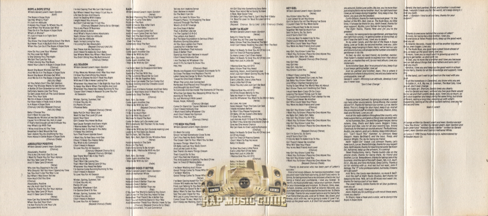 Levert Rope A Dope Style Cassette Tape Rap Music Guide